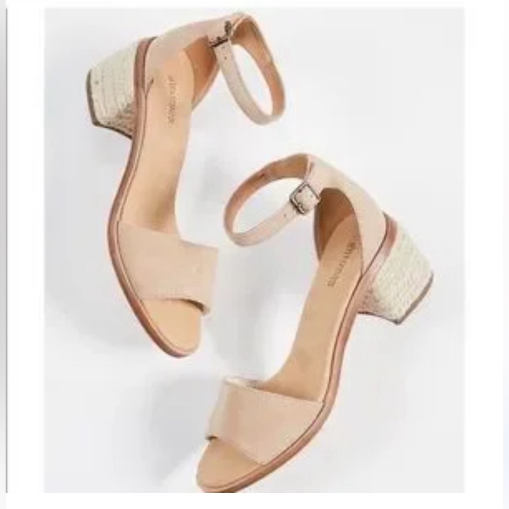 Soludos Capri block heel sandals all leather espadrilles chunky heel size US 8